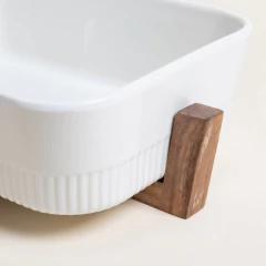 FUENTE RECTANGULAR PARA HORNO CON BASE DE ACACIA 30X20 CM en internet