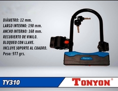 Candado TONYON tipo "U" c/Llave c/Soporte - comprar online