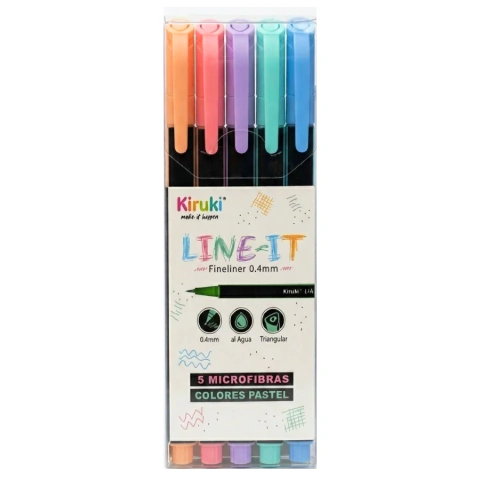 Microfibras x5 - Line-It - Pastel - Kiruki