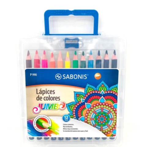Valija - Lápices de colores x12 - Jumbo triangulares - Sabonis