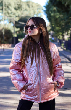 (OFERTA) Campera Gofrada de nena metalizada con piel - tienda online