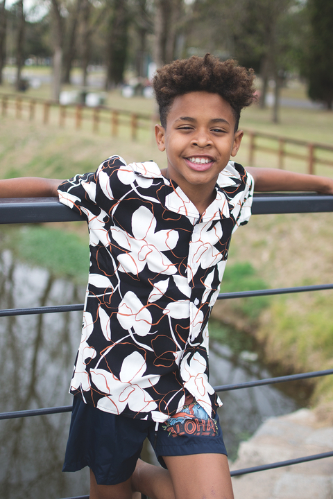 Camisa hawaina de poplin estampado art.01