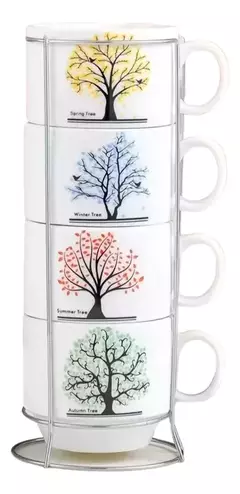 Tazas De Cafe Apilables Con Diseño Y Estructura De Metal en internet