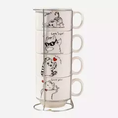 Tazas De Cafe Apilables Con Diseño Y Estructura De Metal