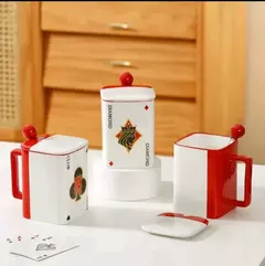 Taza Ceramica Poker Con Cuchara Y Tapa - Blacklist