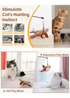 Pajaro Juguete Interactivo Para Gatos Aletea Sonido Mascota - tienda online