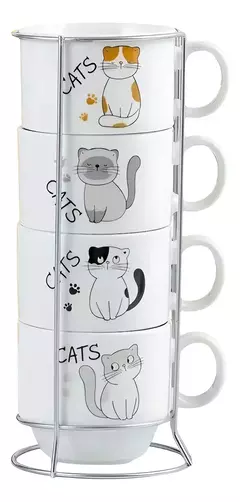 Tazas De Cafe Apilables Con Diseño Y Estructura De Metal en internet