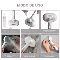 Cepillo Pelo Vapor Mascotas Peine Perros Masajeador