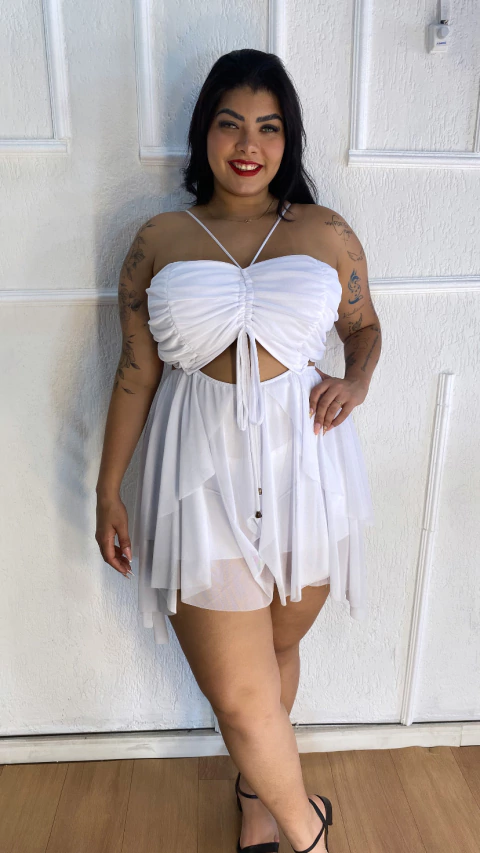 Macaquinho Vestido Rafah Tule - comprar online