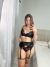 Conjunto Clarissa em renda com Cinta Liga e detalhes em tule - Preto na internet