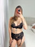Conjunto Clarissa em renda com Cinta Liga e detalhes em tule - Preto - loja online