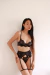 Conjunto Clarissa em renda com Cinta Liga e detalhes em tule - Preto - Barbiere intimates