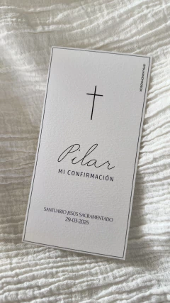 Estampita premium bautismo comunión Pilar en internet