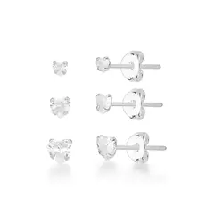 Brinco trio zircônia coração - comprar online