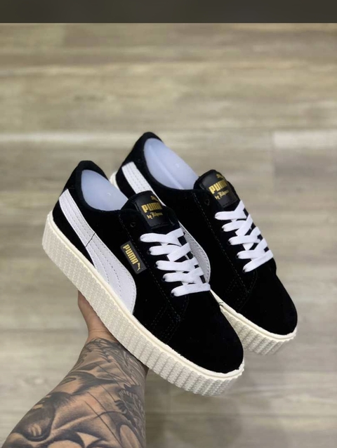 TENIS PUMA FEMININO -SUEDE-PRETO COM BRANCO