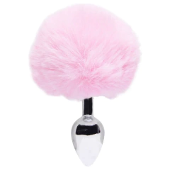 PLUG ANAL P EM AÇO INOXÍDÁVEL COM POMPOM 8,2 X 3,4 CM - comprar online