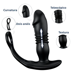 VIBRADOR PLUG ANAL VAI E VEM COM DUPLO ANEL PENIANO 10 VELOCIDADES RECARREGÁVEL ESTIMULADOR DE PRÓSTATA - Guti
