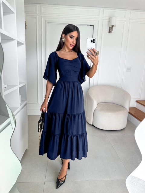 VESTIDO LUANA LISO (Azul Marinho)