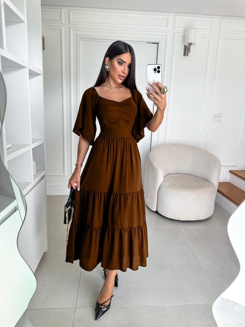 VESTIDO LUANA LISO (Marrom)