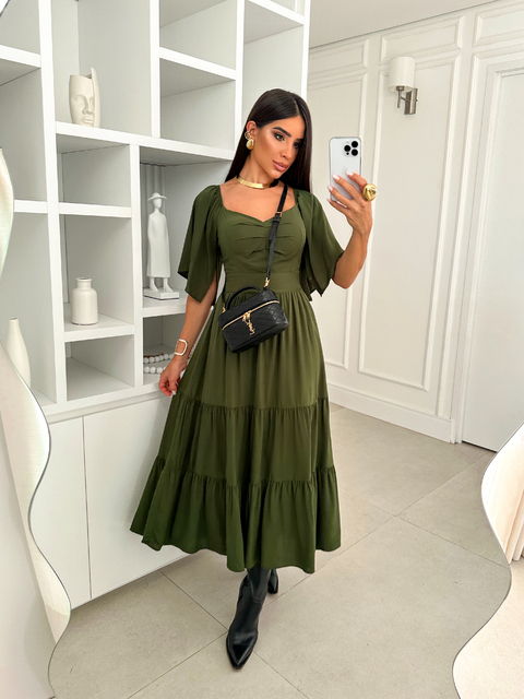 VESTIDO LUANA LISO (Verde Militar)