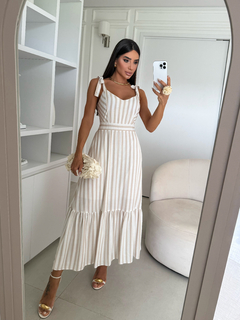 VESTIDO MILENY LISTRADO TRADICIONAL (Nude)