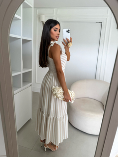 VESTIDO MILENY LISTRADO TRADICIONAL (Nude) - comprar online