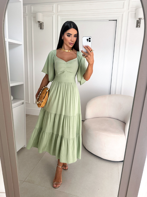 VESTIDO LUANA LISO (Verde Pistache)