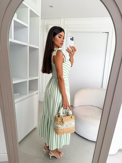 VESTIDO MILENY LISTRADO TRADICIONAL (Verde) na internet