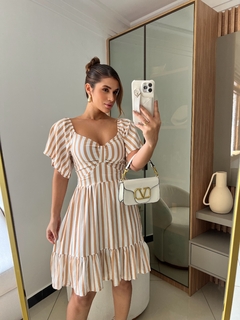 VESTIDO MALY LISTRADO (Caramelo)