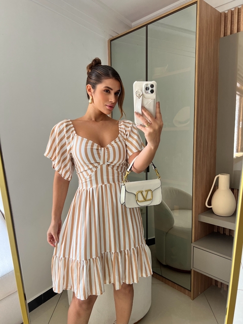 VESTIDO MALY LISTRADO (Caramelo)