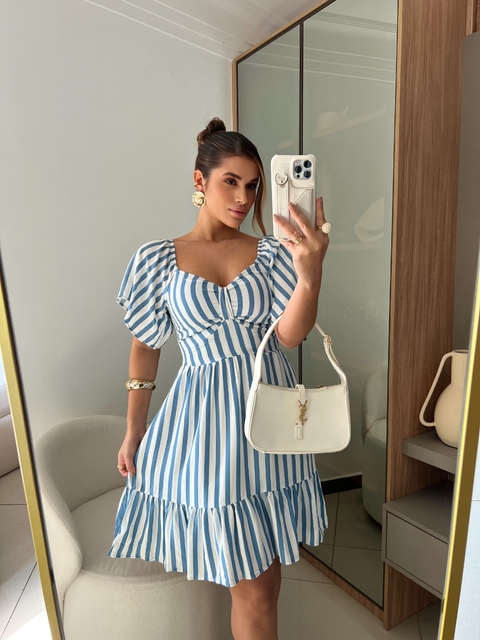 VESTIDO MALY LISTRADO (Azul Jeans)