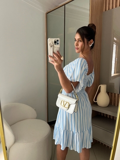 VESTIDO MALY LISTRADO (Azul bebê) - comprar online
