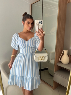 VESTIDO MALY LISTRADO (Azul bebê)