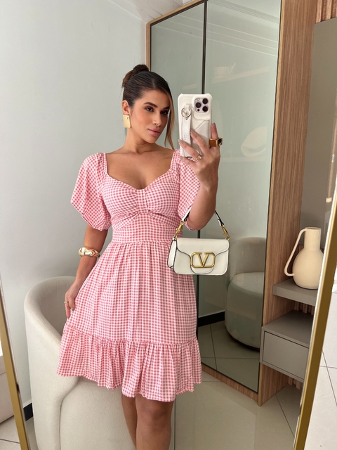 VESTIDO MALY XADREZ (Rosa)