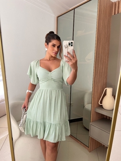 VESTIDO MALY XADREZ (Verde Menta) - comprar online