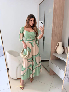 VESTIDO LUANA ESTAMPADO (Ondas verde claro)