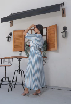 VESTIDO BOTÕES LISTRADO (Azul Jeans) - comprar online