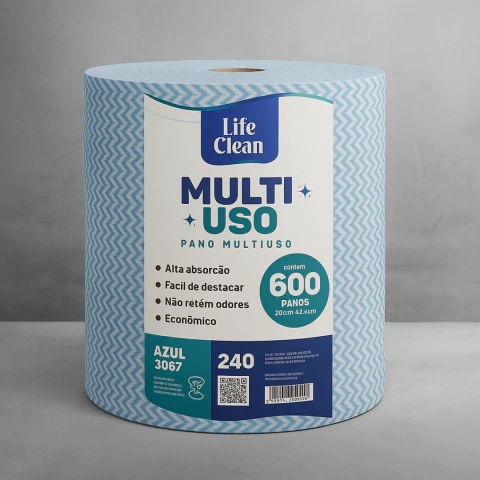 Pano Multiuso Limpeza Picotado Tipo Perfex 28x40cm 600un Cor Azul