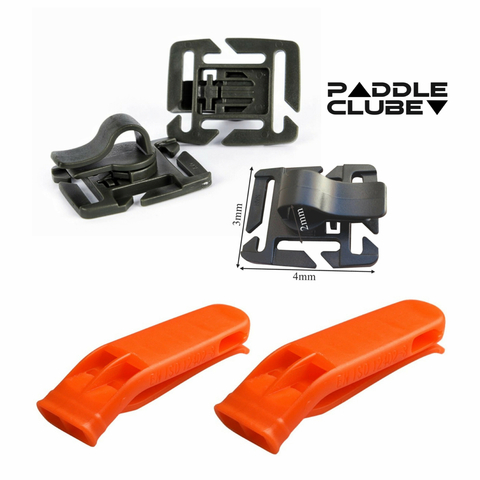 Kit 3 presilhas para mangueira de hidratação + 2 apitos de emergência