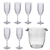 Kit com 6 Taças de Acrílico e Balde de Gelo para Champagne