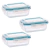 Kit com 3 Potes de Vidro Retangular 640ml
