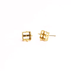 Caixa Brinco em Latão Carrê 8mm Bruto - 50 Pares