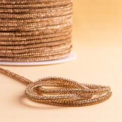 Cordão Infinity 3mm com Strass Pêssego Claro - 50 Metros