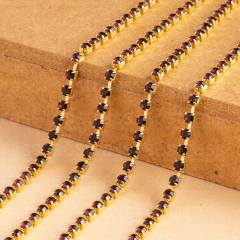 Corrente de Strass SS6.5 Roxo Dourado - 5 Metros