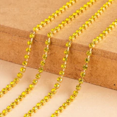 Corrente de Strass SS6.5 Amarelo Dourado - 5 Metros