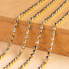 Corrente de Strass SS6.5 Grafite Dourado - 5 Metros