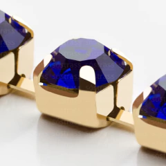 Corrente de Strass SS29 Azul Banhado a Ouro - 5 Metros