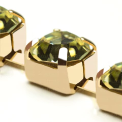 Corrente de Strass SS29 Amarelo Claro Banhado a Ouro - 5 Metros