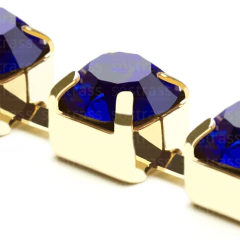 Corrente de Strass SS29 Azul Royal Banhado a Ouro - 5 Metros