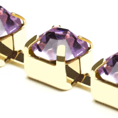 Corrente de Strass SS29 Lilás Banhado a Ouro - 5 Metros
